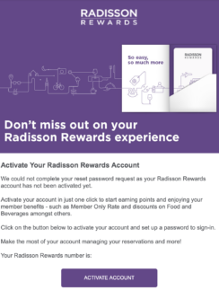 a purple and white advertisement